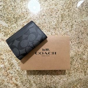 Coach Signature Canvas Magnetic Card Case Wallet